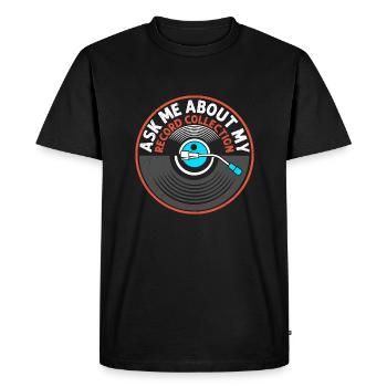 Posez-moi des questions sur ma collection de disques Vintage Fan Viny - T-shirt Premium bio Homme - noir - Devant - Nico (187cm)