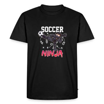 Cool Cartoon Football Ninja Joueur de Football - T-shirt Premium bio Homme - noir - Devant - Nico (187cm)