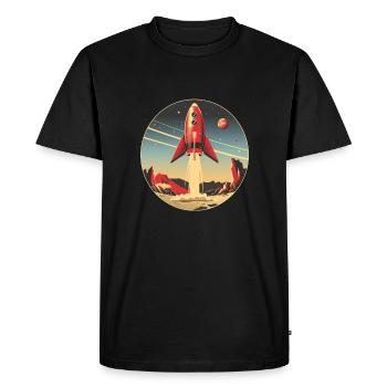 Rocket Launch from Planet Earth - Journey to Mars - Men's Premium Organic T-Shirt - black - Front - Nico (187cm)