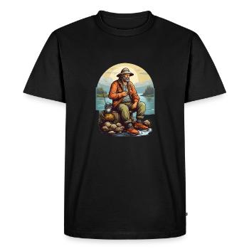 Pêcheur à la ligne - T-shirt Premium bio Homme - noir - Devant - Nico (187cm)