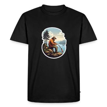 Pêcheur à la ligne - T-shirt Premium bio Homme - noir - Devant - Nico (187cm)