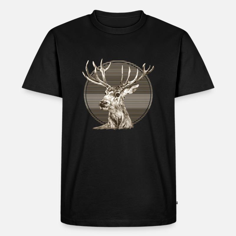 Hirsch - Männer Premium Bio T-Shirt - Schwarz