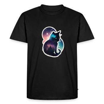 Chat dans les étoiles - T-shirt Premium bio Homme - noir - Devant - Nico (187cm)