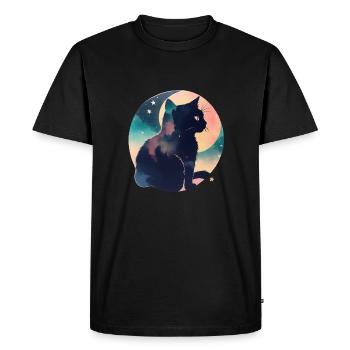 Chat dans les étoiles - T-shirt Premium bio Homme - noir - Devant - Nico (187cm)