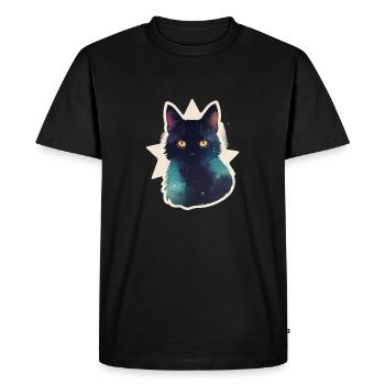 Chat dans les étoiles - T-shirt Premium bio Homme - noir - Devant - Nico (187cm)