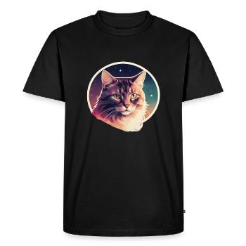 Chat dans les étoiles - T-shirt Premium bio Homme - noir - Devant - Nico (187cm)
