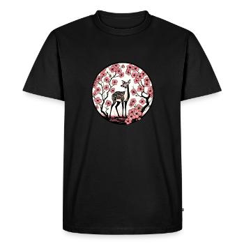 Spring Fawn Deer Dogwood - Men's Premium Organic T-Shirt - black - Front - Nico (187cm)