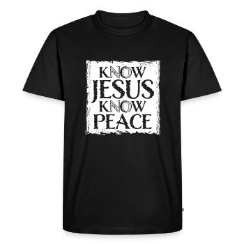 Know Jesus Know Peace No Hate Christian Bible Love - Men's Premium Organic T-Shirt - black - Front - Nico (187cm)