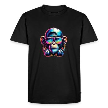 Monkey Casque Musique - T-shirt Premium bio Homme - noir - Devant - Nico (187cm)