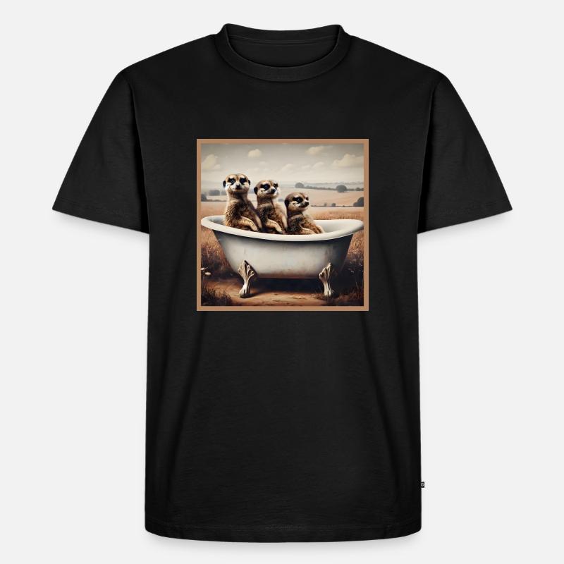 Erdmännchen in der Badewanne - Männer Premium Bio T-Shirt - Schwarz
