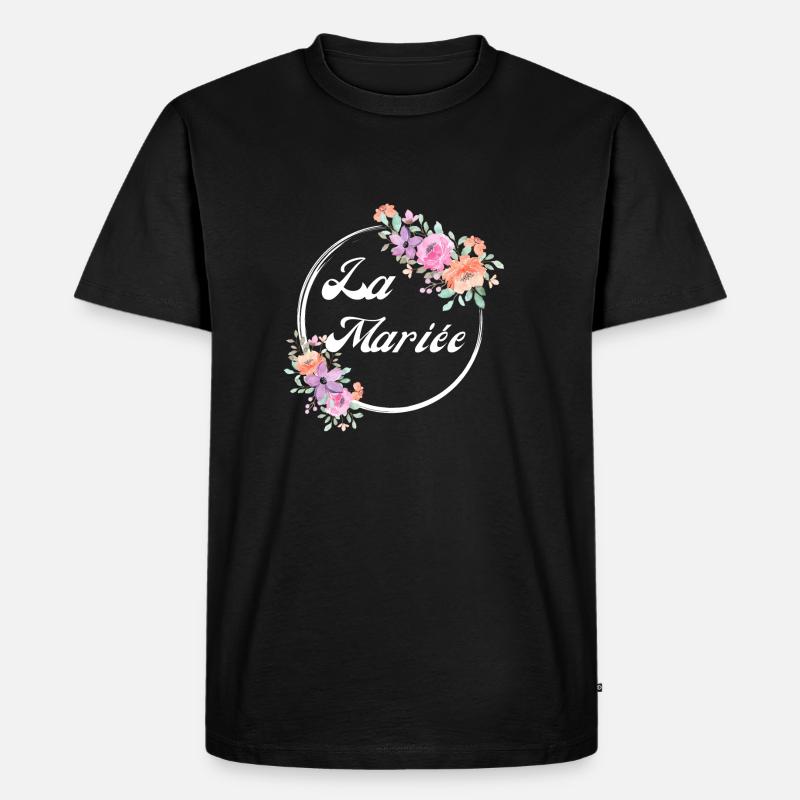 Die rosa Blumenbraut - Braut Geschenkidee - Männer Premium Bio T-Shirt - Schwarz