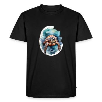 Meers Schildkröte unter Wasser - Männer Premium Bio T-Shirt - Schwarz - Vorne - Nico (187cm)