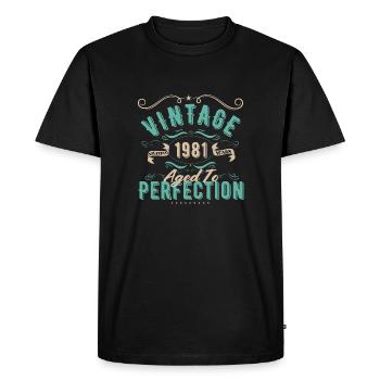 Vintage 1981-Cadeau d’Anniversaire 1981 - T-shirt Premium bio Homme - noir - Devant - Nico (187cm)