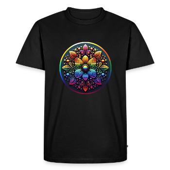 Fleur arc-en-ciel mécanique 2 - T-shirt Premium bio Homme - noir - Devant - Nico (187cm)