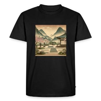 Salon de thé de jardin zen vintage du Japon - T-shirt Premium bio Homme - noir - Devant - Nico (187cm)