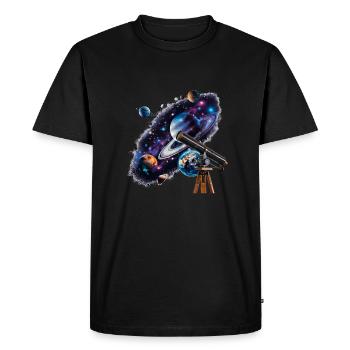 Découvrir des planètes lointaines avec un télescope - T-shirt Premium bio Homme - noir - Devant - Nico (187cm)