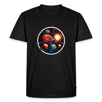Cosmos - Men's Premium Organic T-Shirt - black - Front - Nico (187cm)