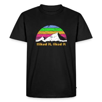 Voyage et trek en montagne avec un arc-en-ciel - T-shirt Premium bio Homme - noir - Devant - Nico (187cm)