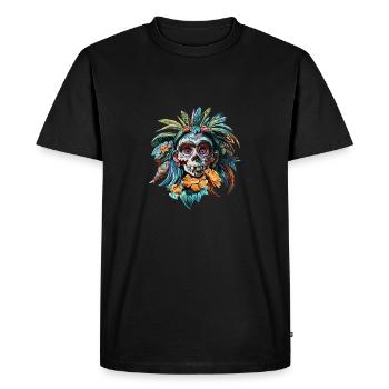 Native Skull - Men's Premium Organic T-Shirt - black - Front - Nico (187cm)