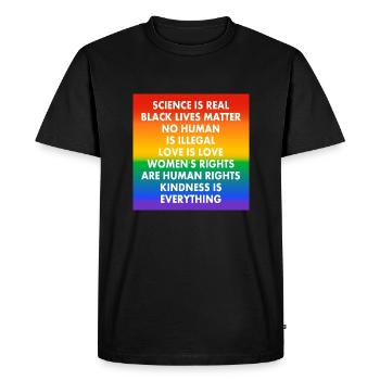 Couleurs du drapeau de la fierté - slogans progressistes - T-shirt Premium bio Homme - noir - Devant - Nico (187cm)