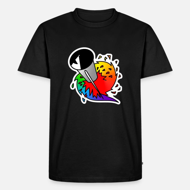 Regenbogen Rakete : Sticky Queer Pride - Männer Premium Bio T-Shirt - Schwarz