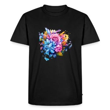 Flowers Hippie soul Groovy Summer time peace love - Men's Premium Organic T-Shirt - black - Front - Nico (187cm)