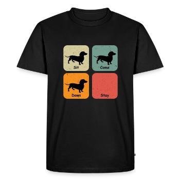 The 4 Dachshund Phases - Men's Premium Organic T-Shirt - black - Front - Nico (187cm)