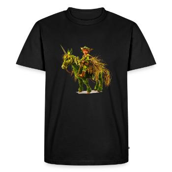 Leprechaun chevauche une licorne - T-shirt Premium bio Homme - noir - Devant - Nico (187cm)