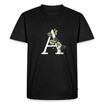 lettre a botanique vert - T-shirt Premium bio Homme - noir - Devant - Nico (187cm)