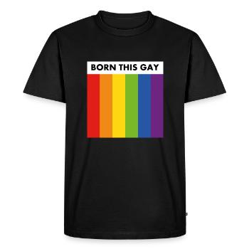Né ce gay - T-shirt Premium bio Homme - noir - Devant - Nico (187cm)