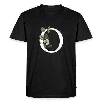 lettre o botanique vert - T-shirt Premium bio Homme - noir - Devant - Nico (187cm)