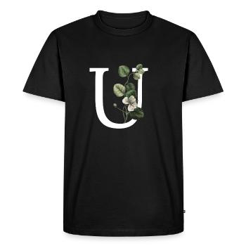 lettre u botanique vert - T-shirt Premium bio Homme - noir - Devant - Nico (187cm)