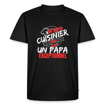 PAPA CUISINIER - T-shirt Premium bio Homme - noir - Devant - Nico (187cm)