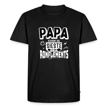 Papa expert en sieste et en ronflements - T-shirt Premium bio Homme - noir - Devant - Nico (187cm)