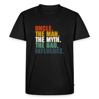 ONCLE L’HOMME LE MYTHE LA MAUVAISE INFLUENCE - T-shirt Premium bio Homme - noir - Devant - Nico (187cm)