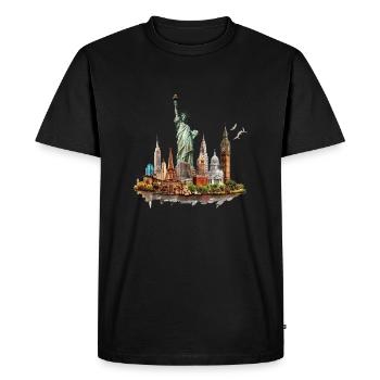 The landmarks of the big cities - Men's Premium Organic T-Shirt - black - Front - Nico (187cm)