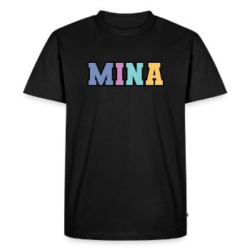 Name - Mina - Men's Premium Organic T-Shirt - black - Front - Nico (187cm)