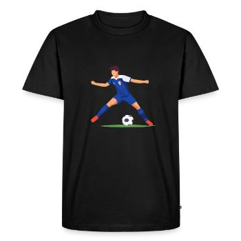 Footballeur avec maillot bleu - T-shirt Premium bio Homme - noir - Devant - Nico (187cm)