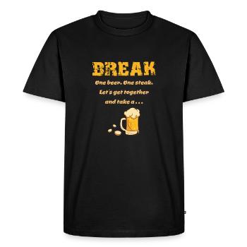 Une bière, un steak - une bière, un steak dicton - T-shirt Premium bio Homme - noir - Devant - Nico (187cm)