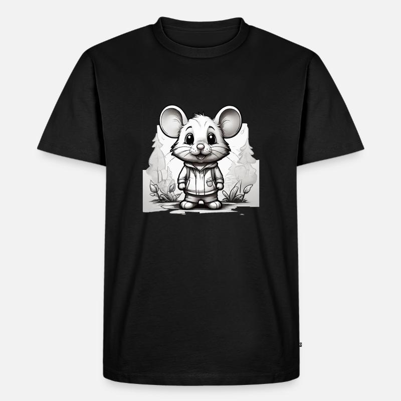 Maus niedlich Kinder Zeichnung Comic - Männer Premium Bio T-Shirt - Schwarz