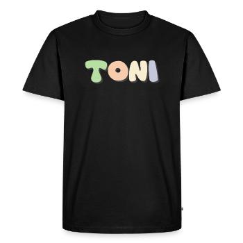 Name - Toni - Men's Premium Organic T-Shirt - black - Front - Nico (187cm)