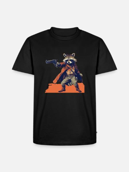 raccoon gunslinger - Men's Premium Organic T-Shirt - black