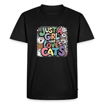 juste une fille qui aime les chats - T-shirt Premium bio Homme - noir - Devant - Nico (187cm)