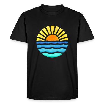 Coucher de soleil rétro - T-shirt Premium bio Homme - noir - Devant - Nico (187cm)