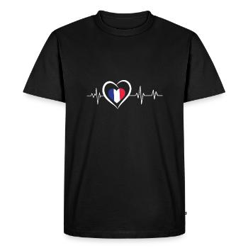 Heartbeat France - Men's Premium Organic T-Shirt - black - Front - Nico (187cm)