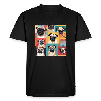 Pug Collage - Men's Premium Organic T-Shirt - black - Front - Nico (187cm)