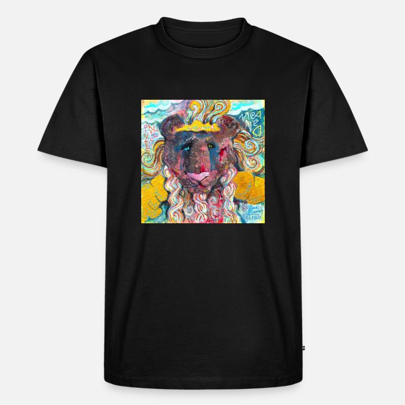 Kriegerischer Löwe - Männer Premium Bio T-Shirt - Schwarz