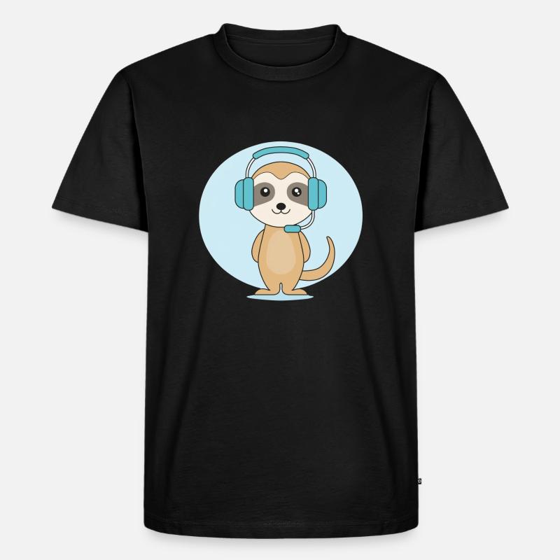 Erdmännchen mit Headset - Männer Premium Bio T-Shirt - Schwarz