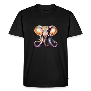 Poulpe psychédélique éléphant de Goa - T-shirt Premium bio Homme - noir - Devant - Nico (187cm)