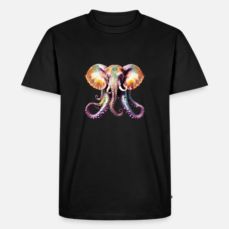 Psychedelischer Goa Elefanten Oktopus - Männer Premium Bio T-Shirt - Schwarz